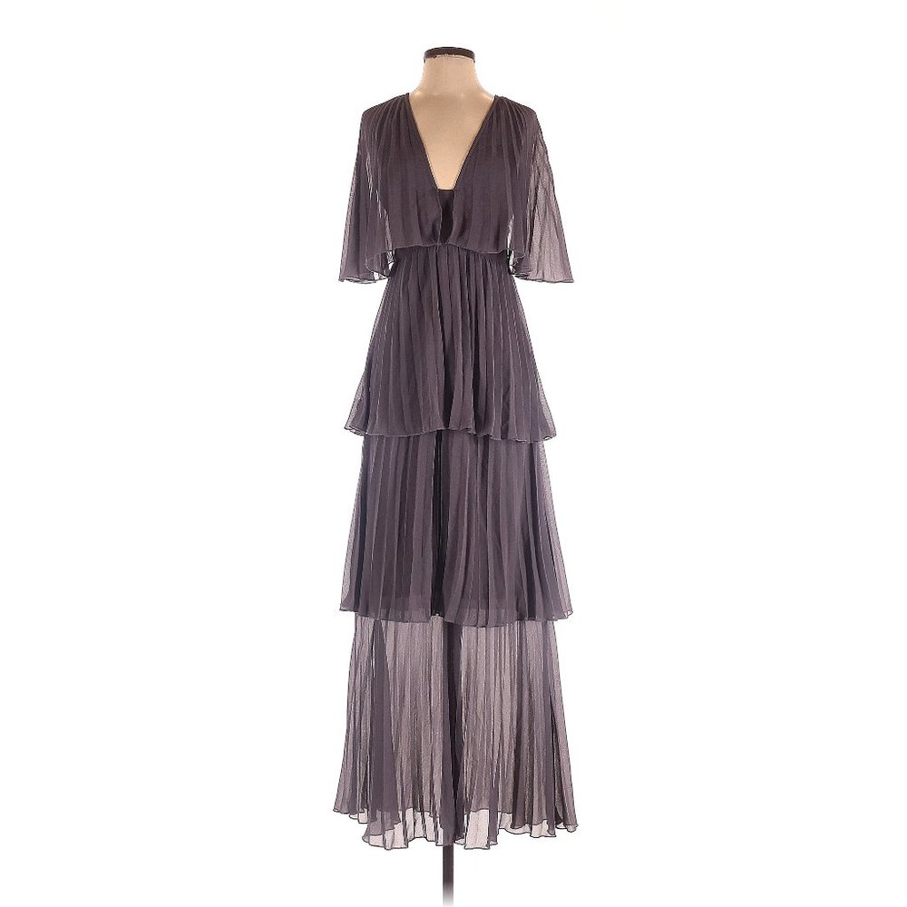 💥SPECTACULAR💥 Nordstrom Asos Soft Pleated Tiered Maxi Dress in Gray Lilac - Picture 3 of 10